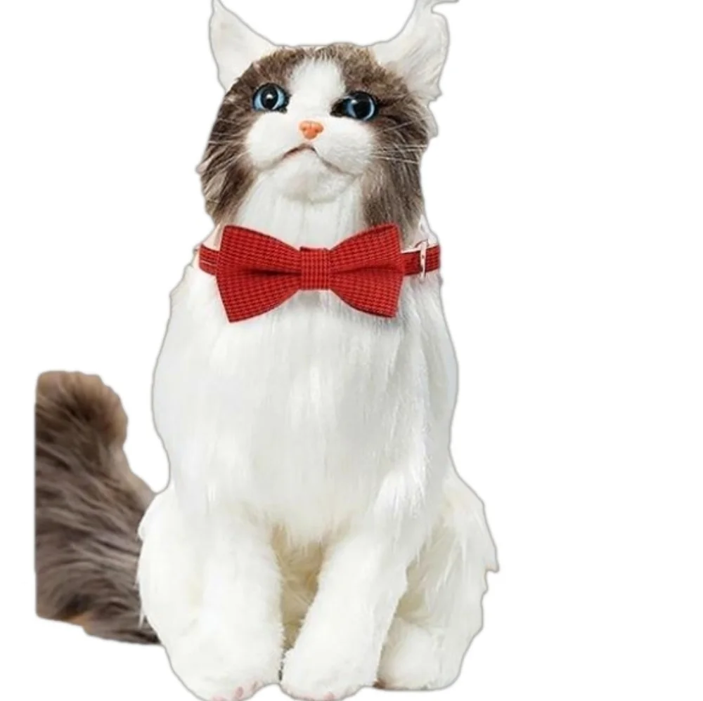 Raccolta Plastica Pet Essential Bow Collar Red Black Houndstooth pattern S-M Pet